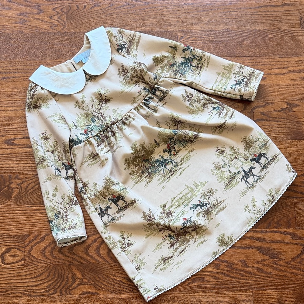 Hill House girls Equestrian Toile Tan Dress